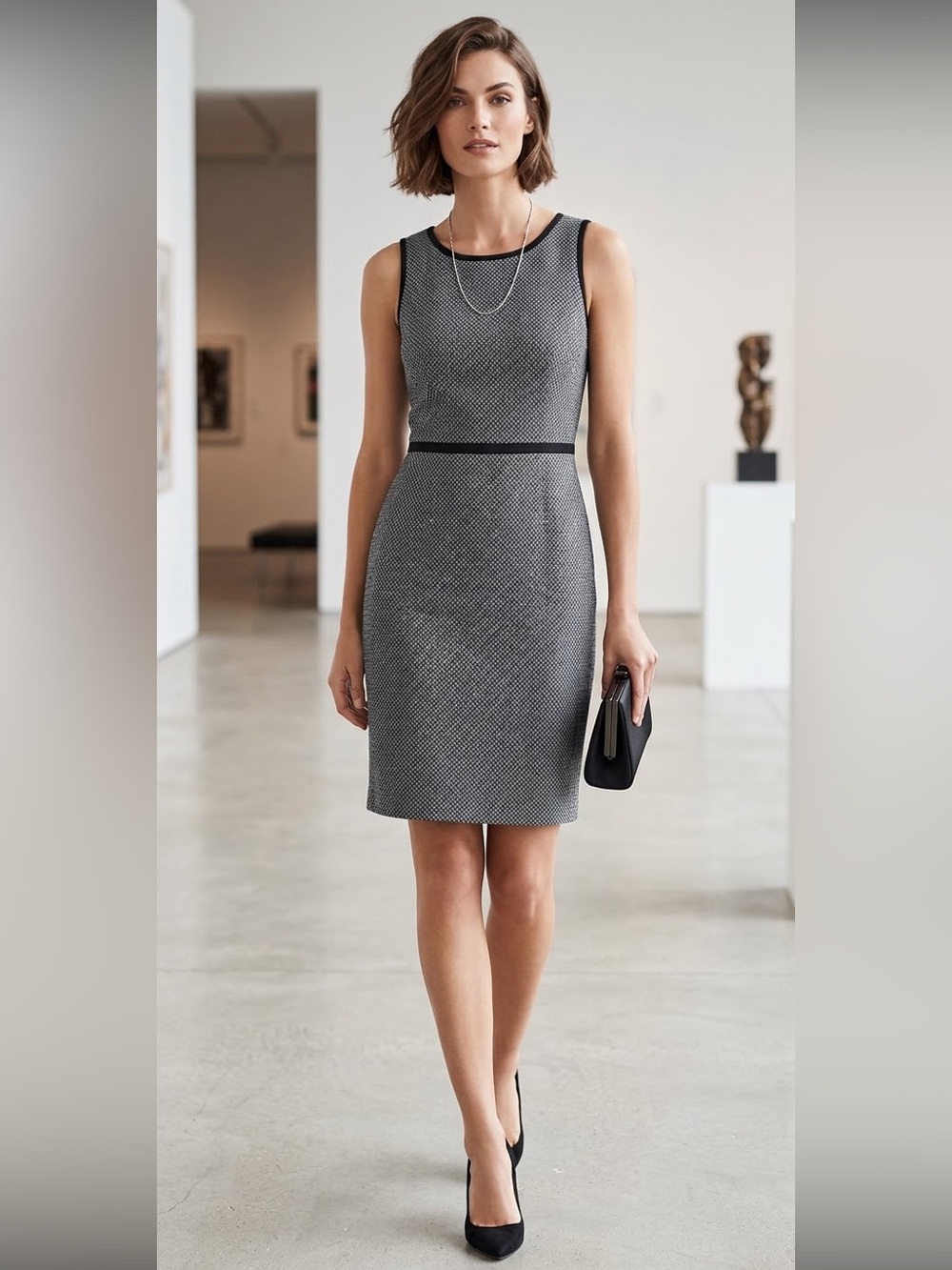 J. Crew wool blend sheath Grey Midi dress Size 2